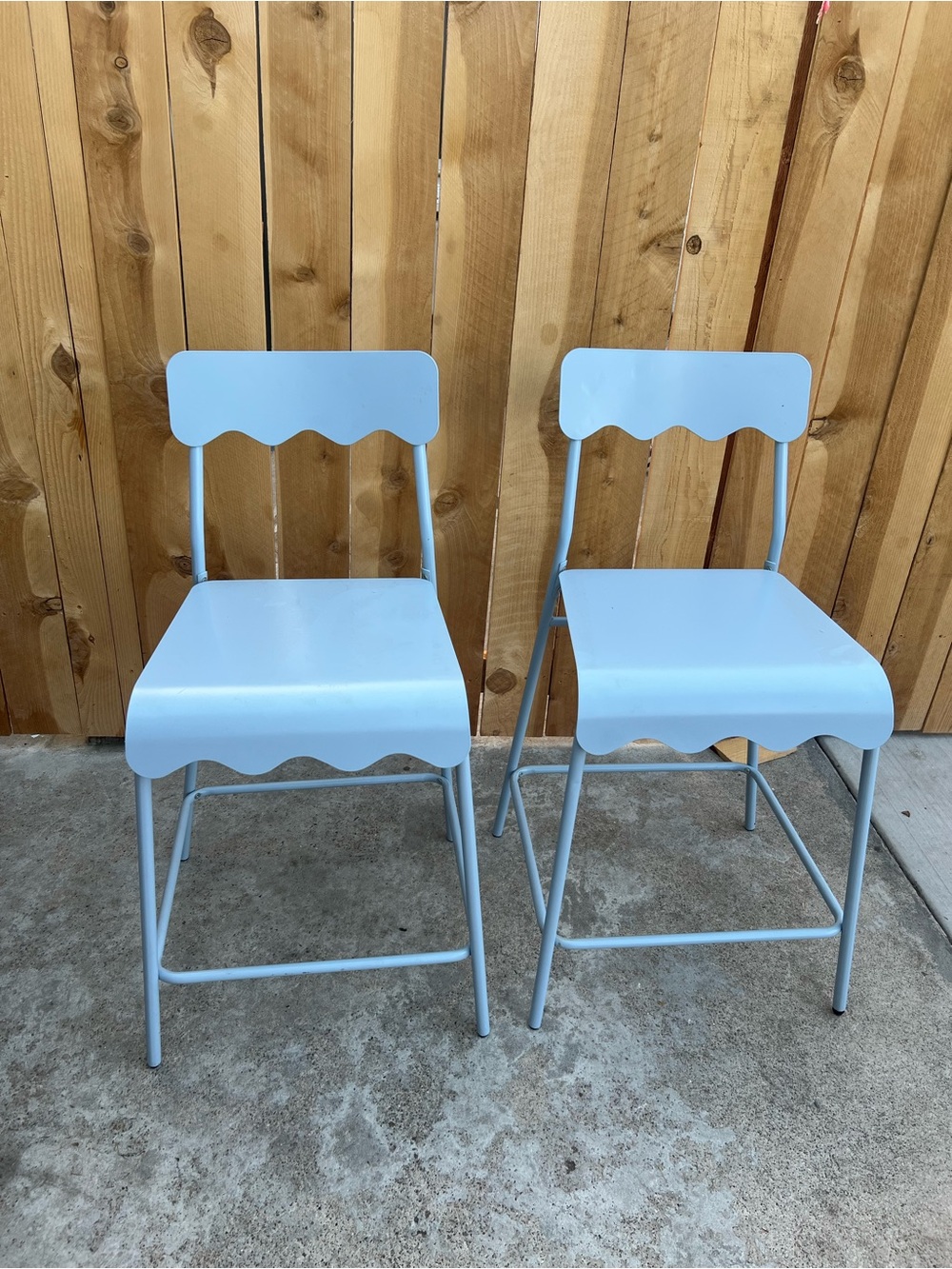 Home Essentials Light Blue Scalloped Metal Side Chairs - Pair